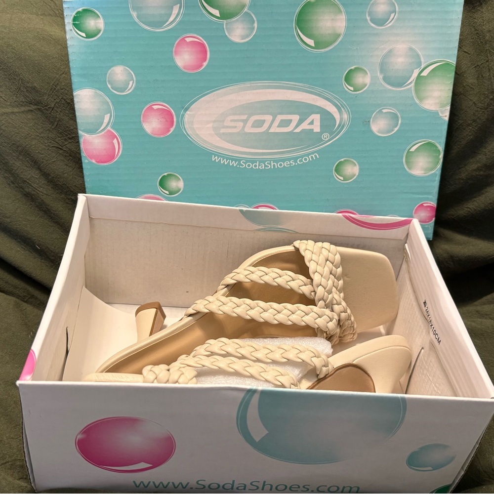 Soda Women's Beige Braided Sandals